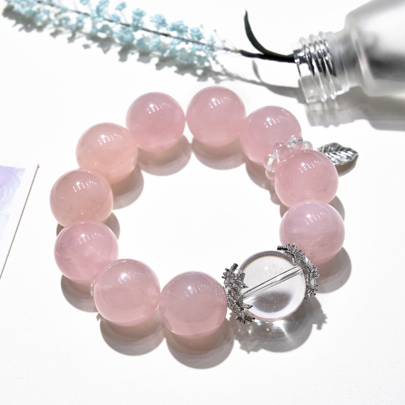 Natural powder crystal bracelet, simple white crystal single ring bracelet.