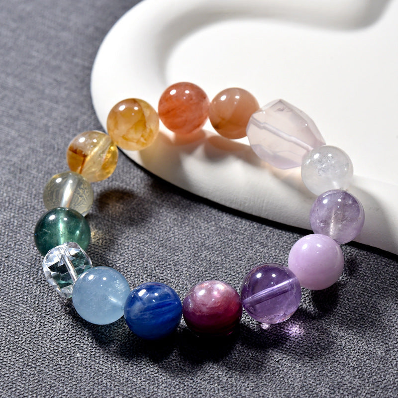 Natural Duobao crystal bracelet with Huangta crystal lavender aquamarine powder crystal