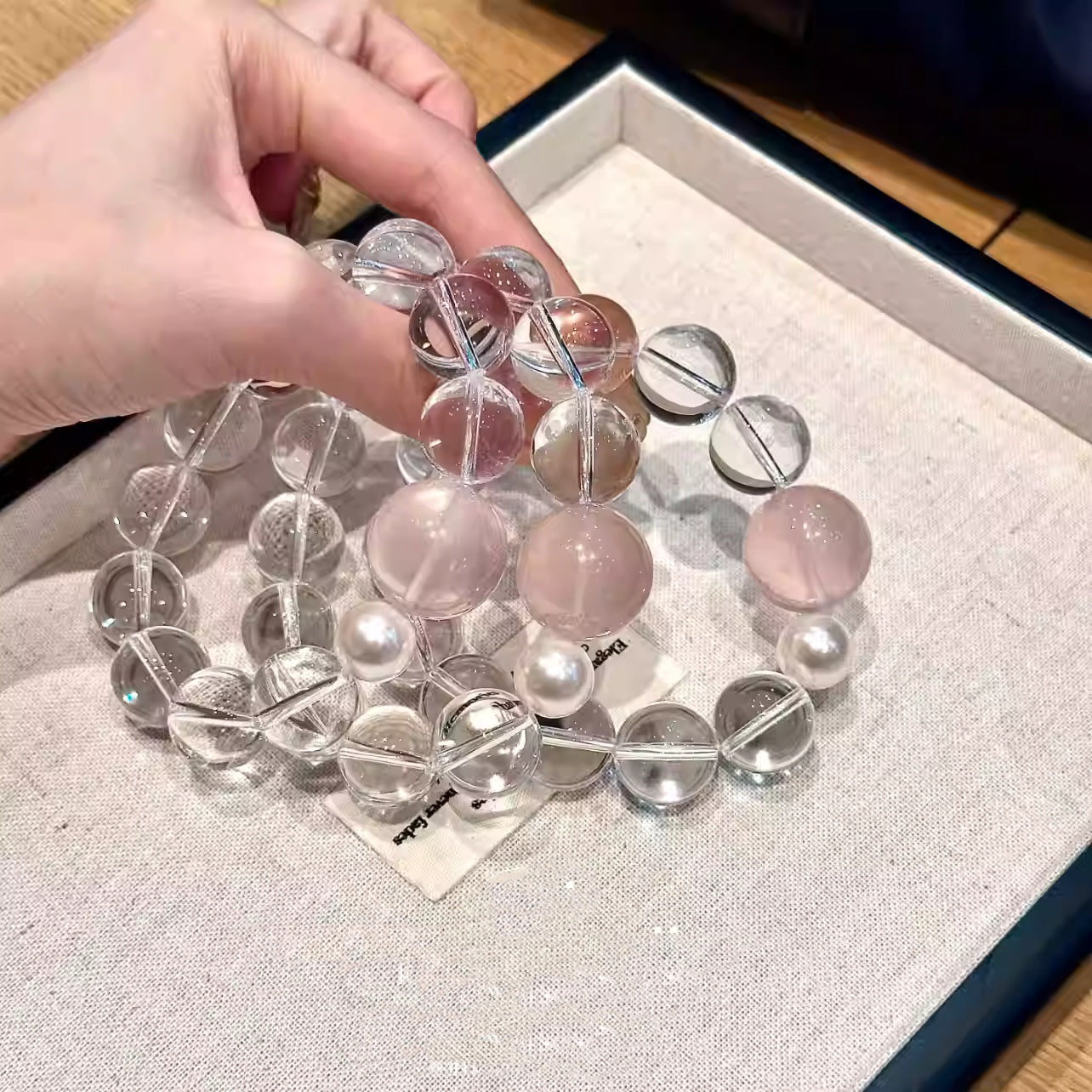 2025 Natural 8A Collection Grade Brazilian White Crystal Pink Crystal Bracelet Gift Original Design Bracelet