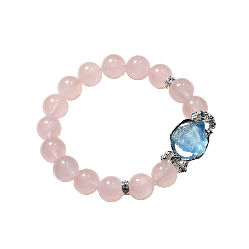 Natural powder crystal bracelet recruit peach blossom light luxury sweet beautiful woman