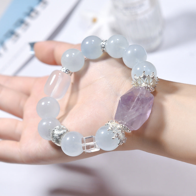 Natural aquamarine bracelet bead amethyst with shape and color retention butterfly bracelet