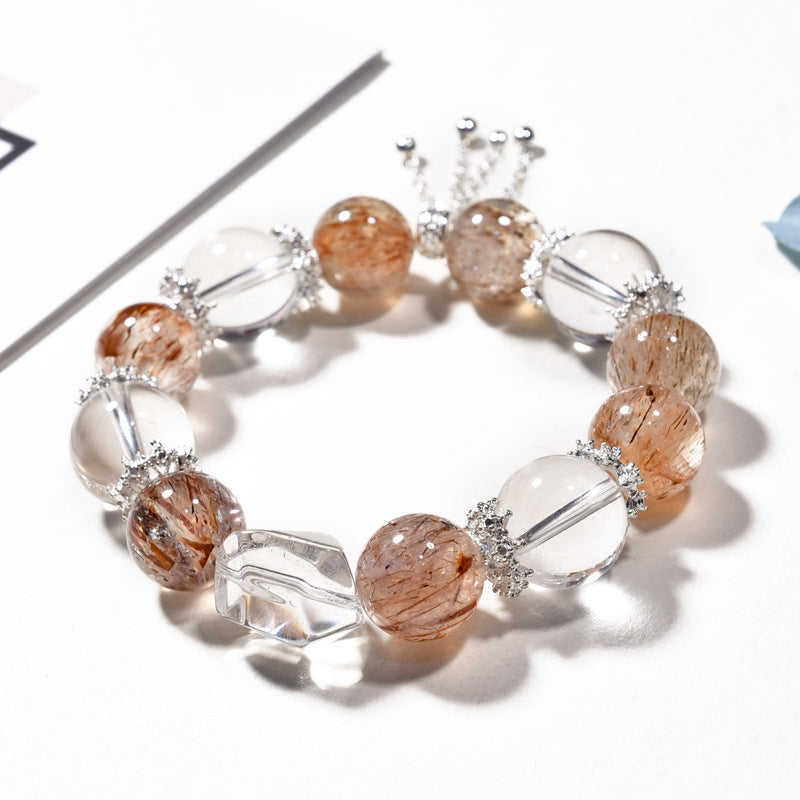 Black gold super seven bracelet get rich new design natural white crystal bracelet