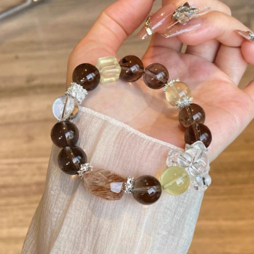 Black Gold Super Seven Natural Crystal Bracelet Sunstone Citrine Career Healthy Emotions Advanced Sense Bracelet