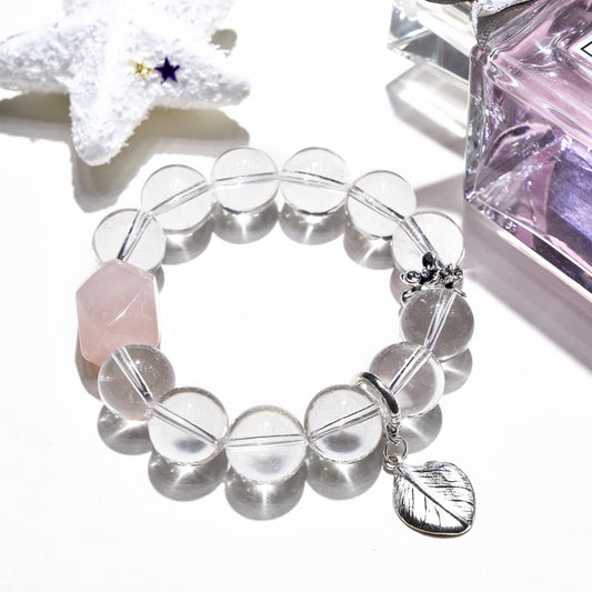 Natural white crystal bracelet light luxury Internet celebrity wind powder crystal bracelet