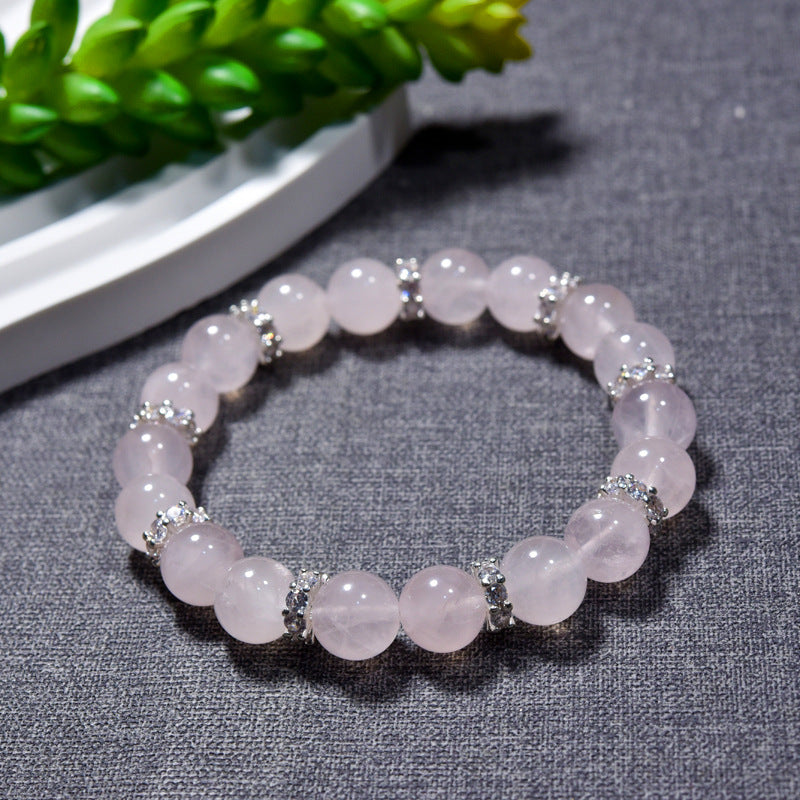 Natural powder crystal bracelet powder crystal peach pink bracelet.