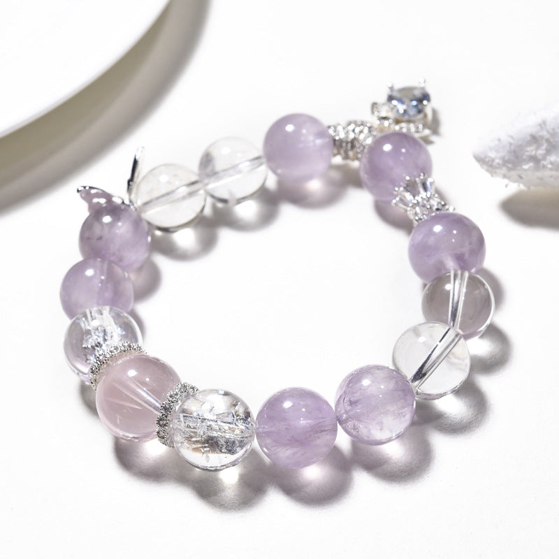 Butterfly Purple Rabbit Hair Crystal Bracelet Fashion Versatile Design Bracelet