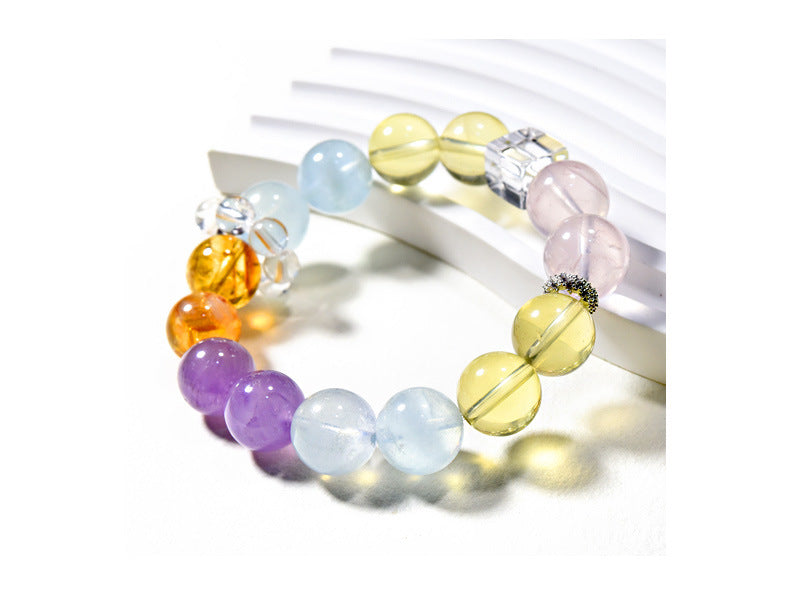 Natural Amethyst Aquamarine Bracelet Japanese and Korean Fashion Bracelet