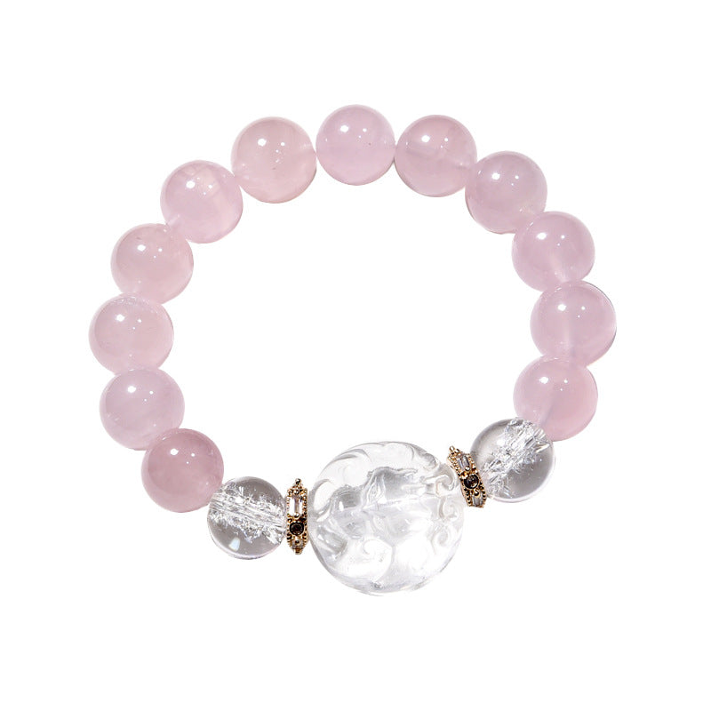 Natural Pink Crystal Bracelet White Crystal Fox Bracelet