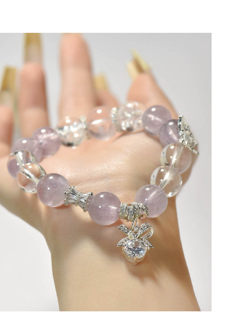 Butterfly Purple Rabbit Hair Crystal Bracelet Fashion Versatile Design Bracelet
