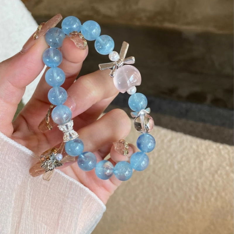 Natural White Moonstone Aquamarine Bracelet Yellow Tower Crystal Shore Amethyst Purple Tower Crystal Citrine Bracelet