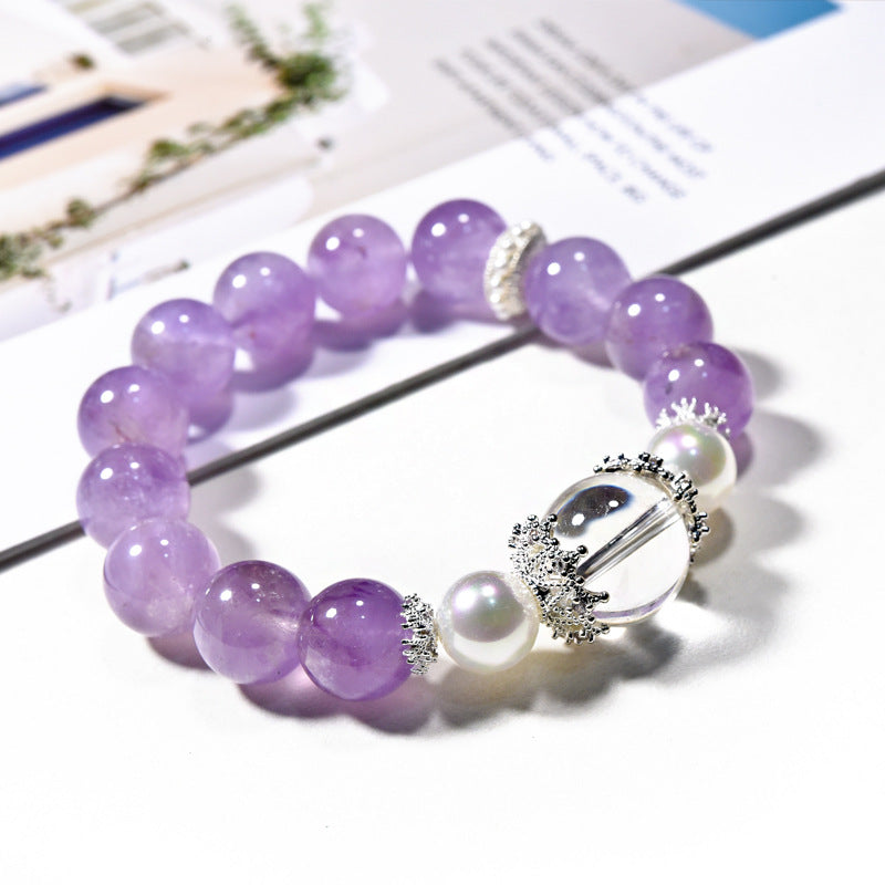 Natural Dream Lavender Crystal Bracelet DIY with White Crystal Bracelet