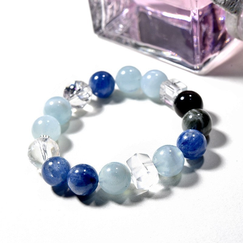Natural powder crystal aquamarine amethyst bracelet Duobao bracelet.