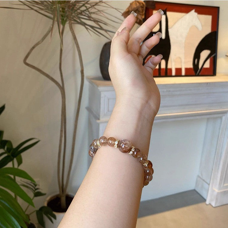 Black Gold Super Seven Natural Crystal Bracelet Sunstone Citrine Career Healthy Emotions Advanced Sense Bracelet