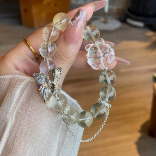 Natural powder crystal citrine nine-tailed fox bracelet female white crystal dragon turtle recruit peach blossom fortune transfer girlfriend bracelet