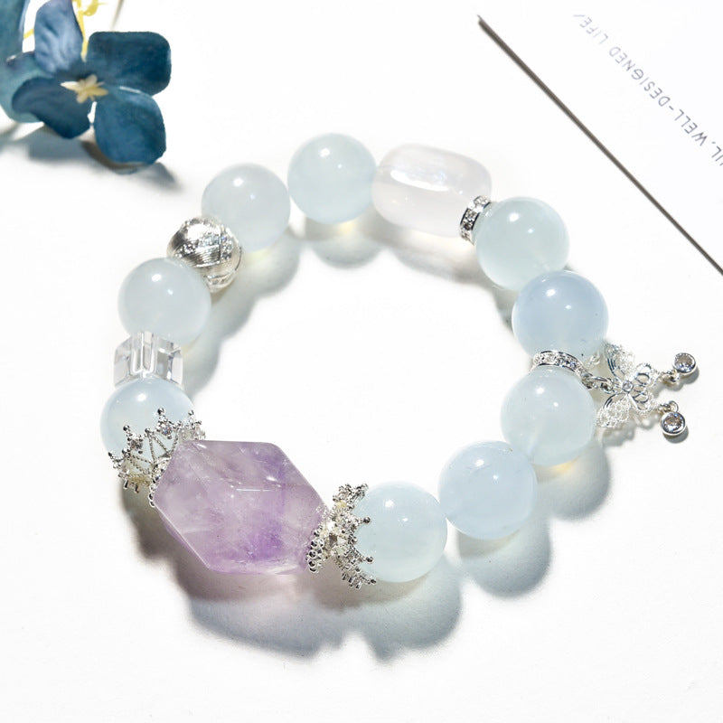 Natural aquamarine bracelet bead amethyst with shape and color retention butterfly bracelet