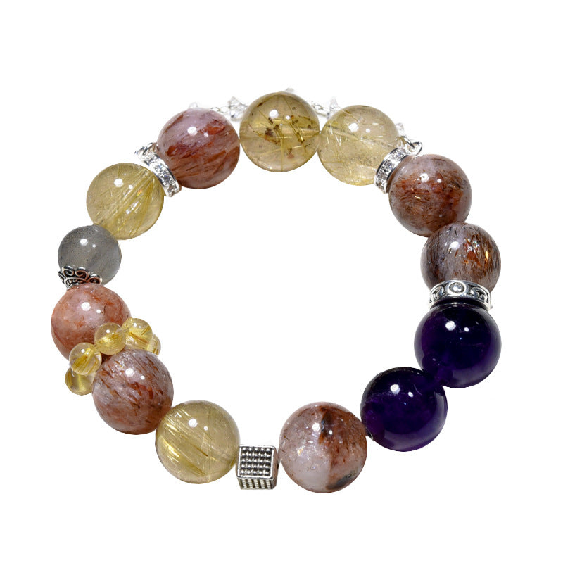 Natural crystal bracelet DIY amethyst black gold super golden hair crystal bracelet.