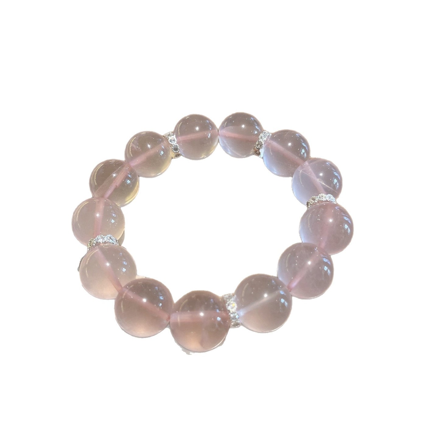 Natural star powder round bead bracelet women's Mozambique powder crystal bracelet light luxury high-end beaded jewelry