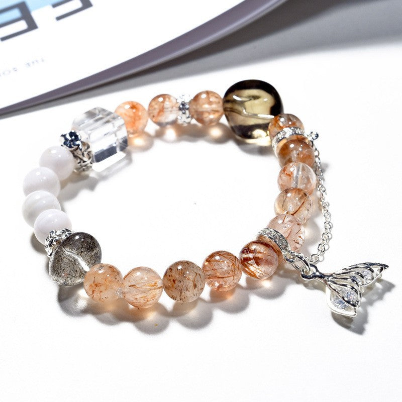 Black gold super seven bracelet get rich new design natural white crystal bracelet