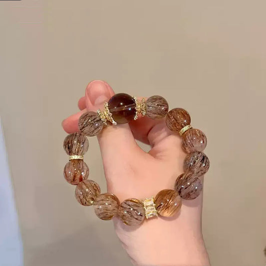2025 new natural black gold super seven tea crystal original design business bracelet bracelet men's and women's jewelry