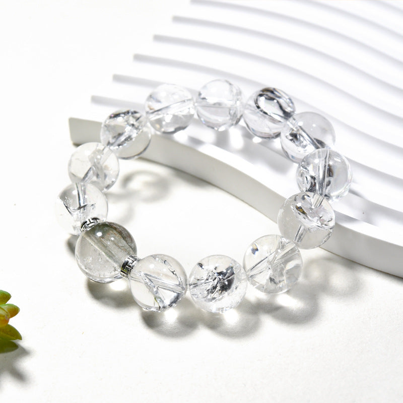 Natural White Crystal Asai Bracelet Green Ghost Bead Separator Crystal Bracelet