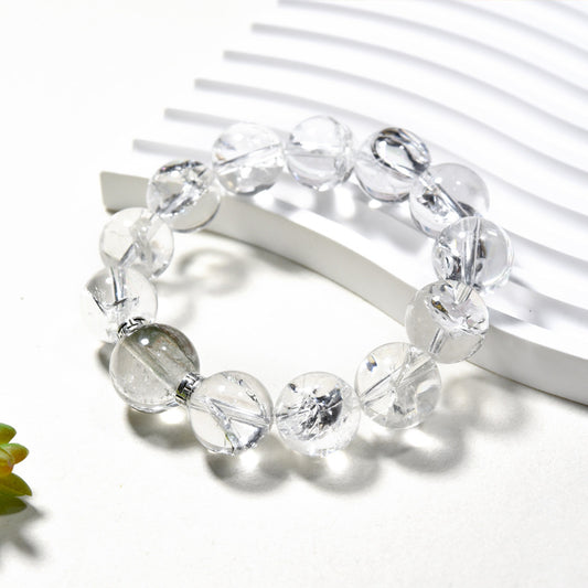 Natural White Crystal Asai Bracelet Green Ghost Bead Separator Crystal Bracelet
