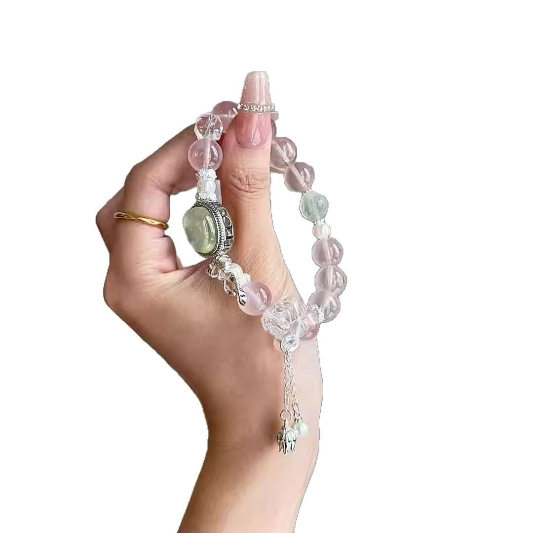 Natural chalcedony magic box citrine powder crystal green Asai bracelet stabilizes mood and confidence helps sleep lucky bracelet