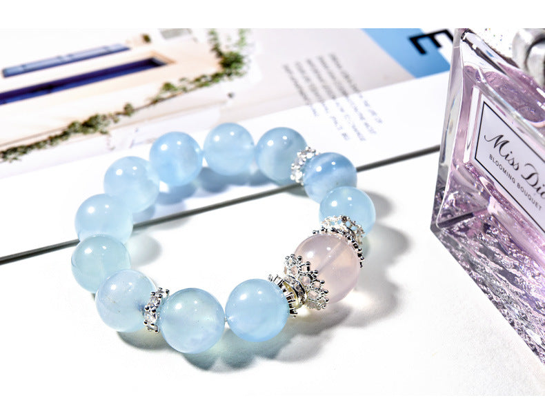 Natural Aquamarine bracelet, fresh, fashionable and atmospheric women's bracelet.