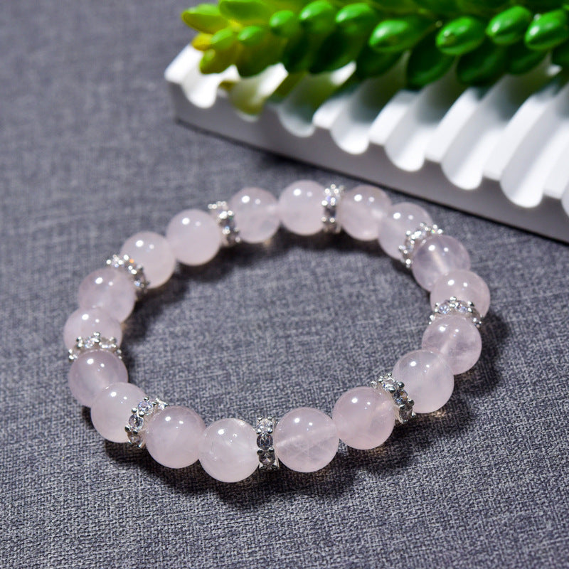 Natural powder crystal bracelet powder crystal peach pink bracelet.
