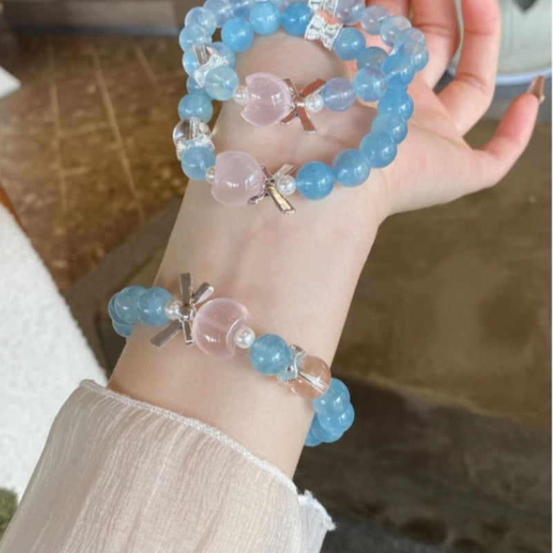 Natural White Moonstone Aquamarine Bracelet Yellow Tower Crystal Shore Amethyst Purple Tower Crystal Citrine Bracelet