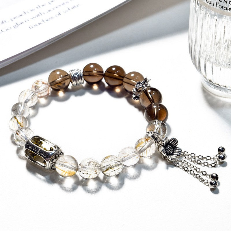 Black gold super seven bracelet get rich new design natural white crystal bracelet
