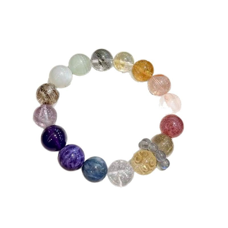 Natural crystal purple dragon crystal Duobao bracelet, citrine bracelet, amethyst gray moonlight transfer bead jewelry.