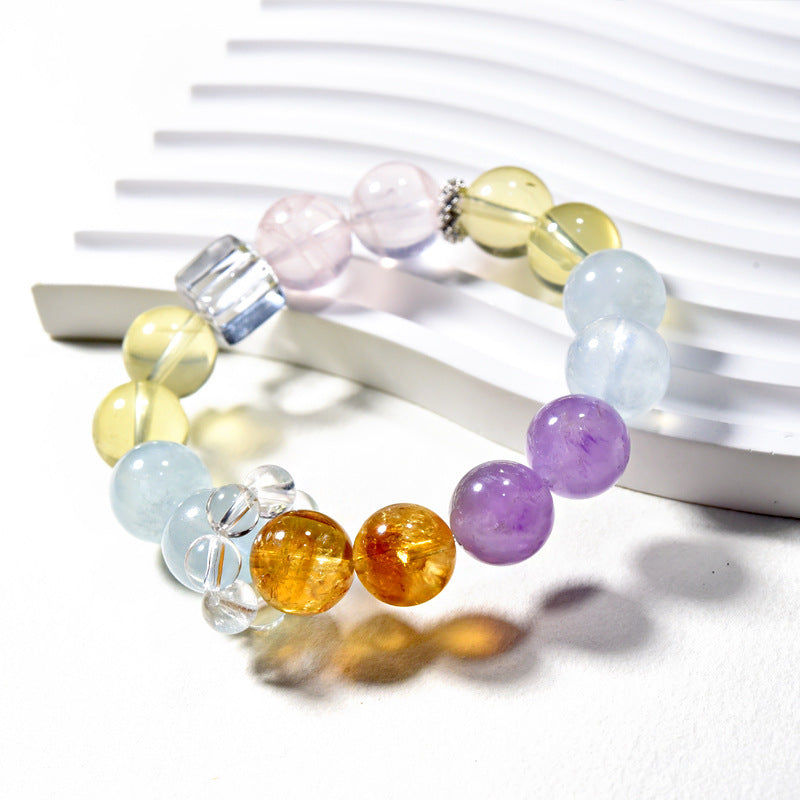Natural Amethyst Aquamarine Bracelet Japanese and Korean Fashion Bracelet