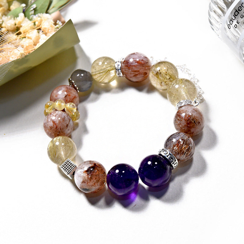 Natural crystal bracelet DIY amethyst black gold super golden hair crystal bracelet.