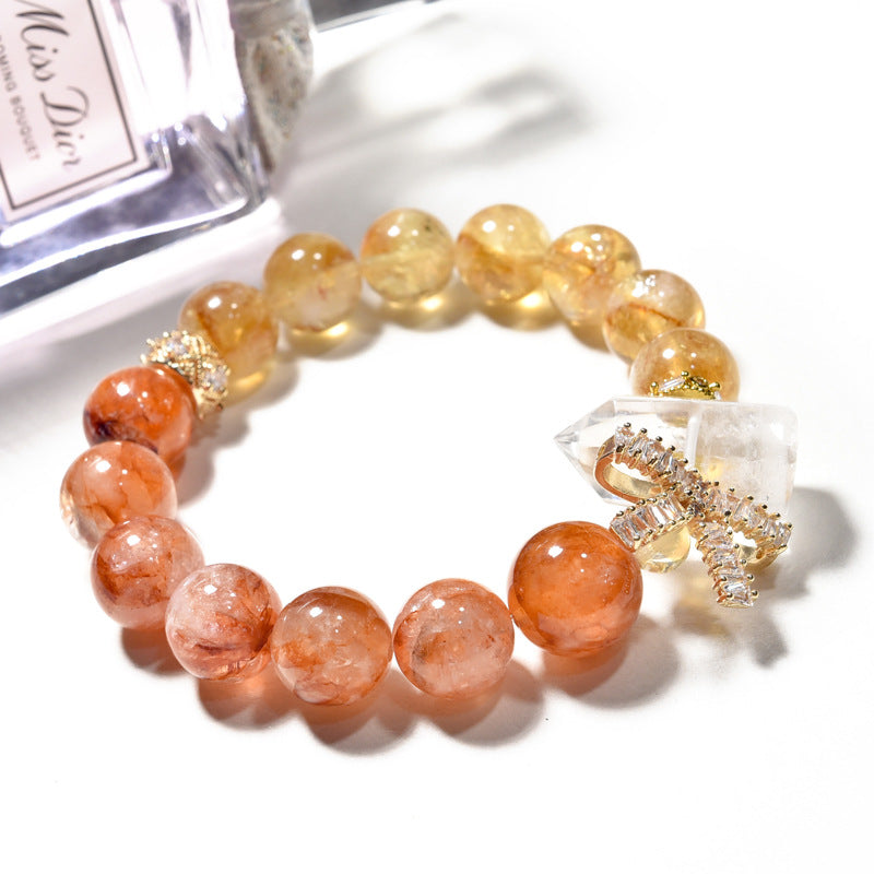 Crystal pillar yellow tower crystal bracelet, red glue flower bracelet, citrine bracelet.