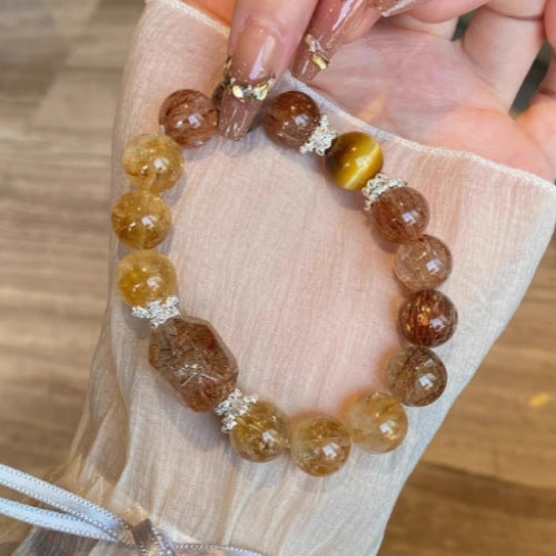 Black Gold Super Seven Natural Crystal Bracelet Sunstone Citrine Career Healthy Emotions Advanced Sense Bracelet