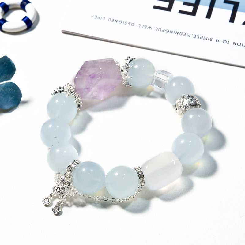 Natural aquamarine bracelet bead amethyst with shape and color retention butterfly bracelet