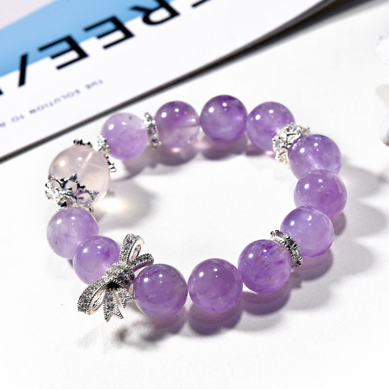 Natural lavender amethyst fashion original bracelet color retention slightly inlaid bow women's bracelet.