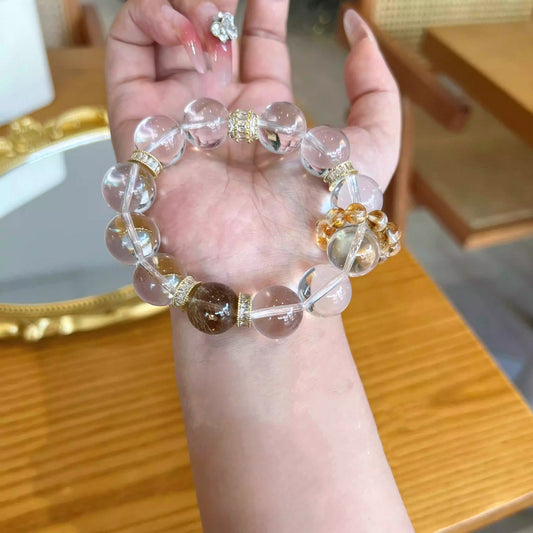 2025 Natural 8A Collection White Crystal Gold Hair Crystal Bracelet Gift Original Design Bracelet