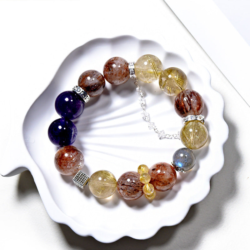 Natural crystal bracelet DIY amethyst black gold super golden hair crystal bracelet.