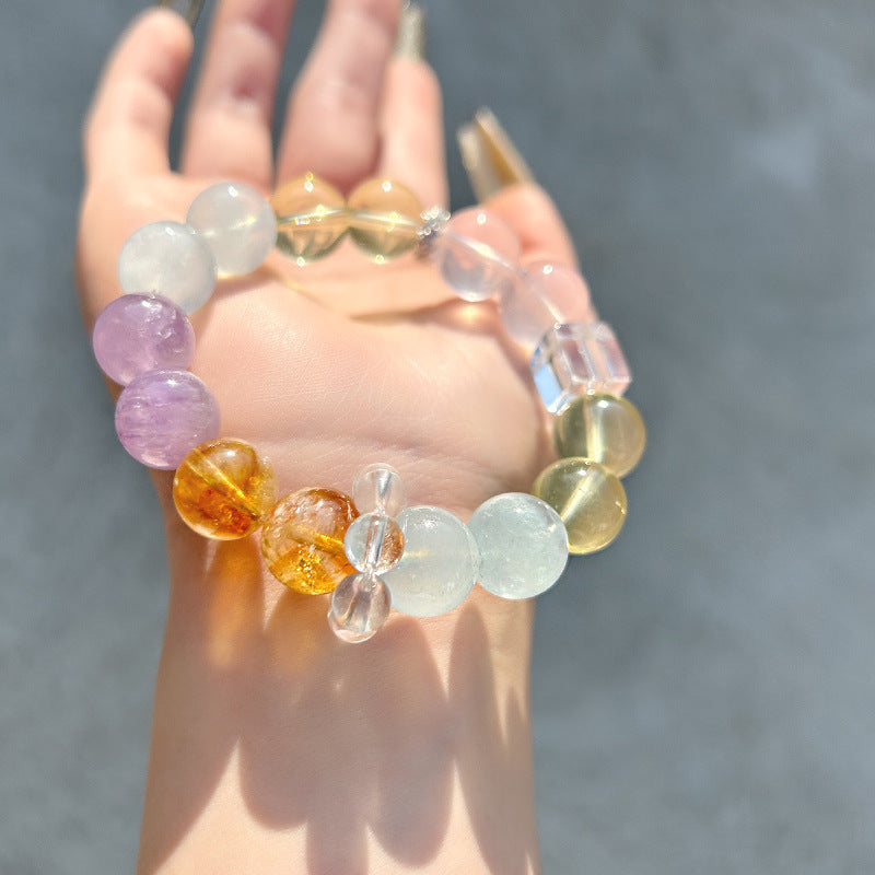 Natural Amethyst Aquamarine Bracelet Japanese and Korean Fashion Bracelet