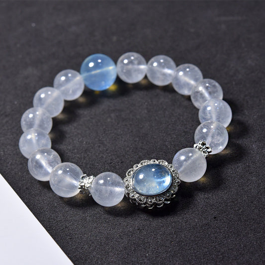 Natural blue moonstone bracelet Aquamarine elongated stone magic box bracelet.