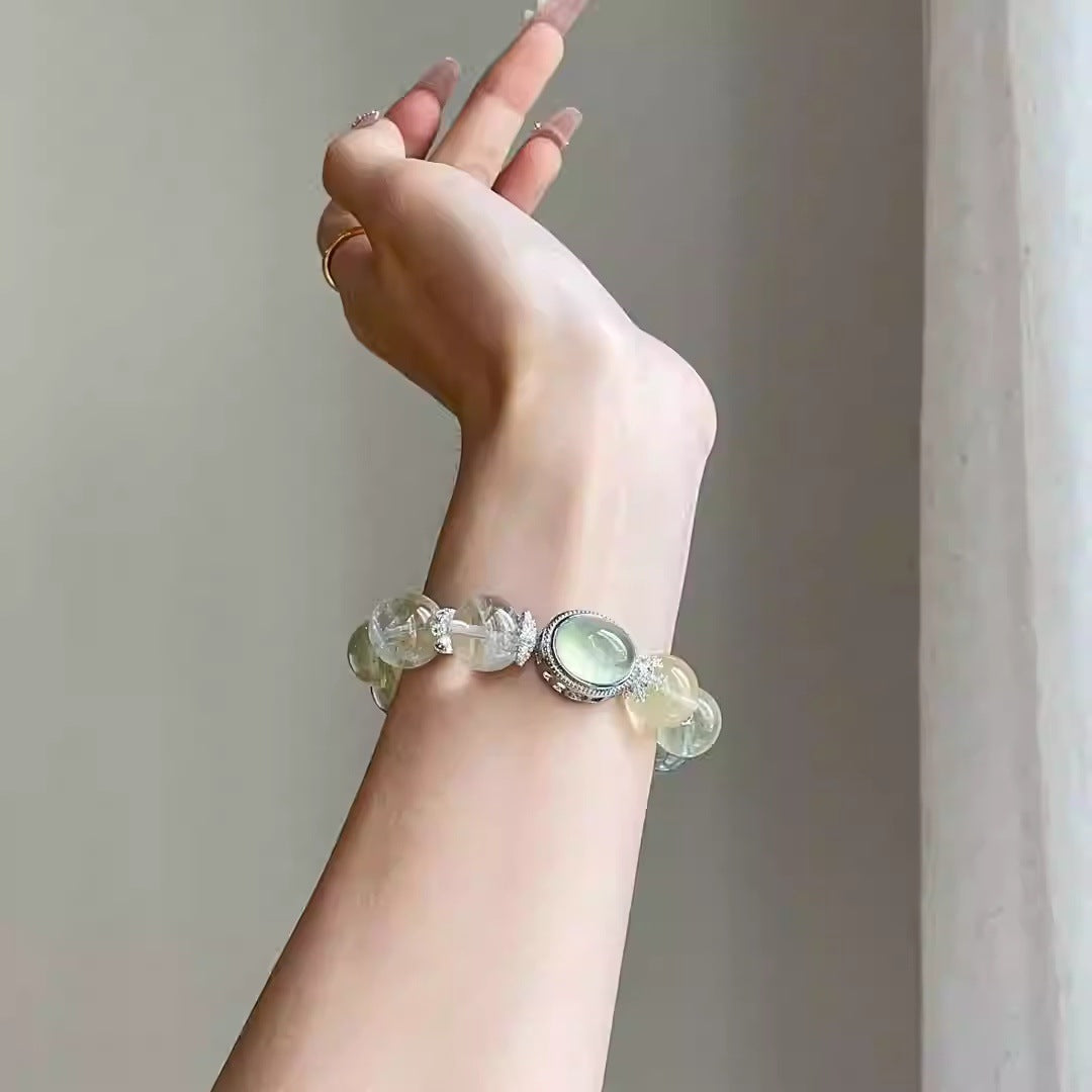 Natural chalcedony magic box citrine powder crystal green Asai bracelet stabilizes mood and confidence helps sleep lucky bracelet