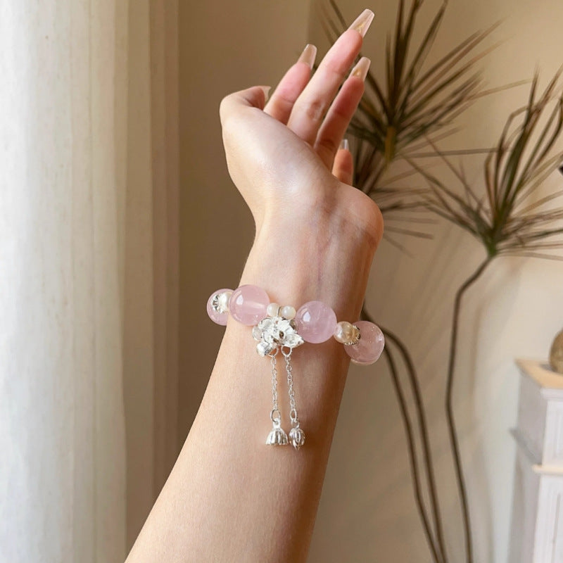 Natural powder crystal citrine nine-tailed fox bracelet female white crystal dragon turtle recruit peach blossom fortune transfer girlfriend bracelet