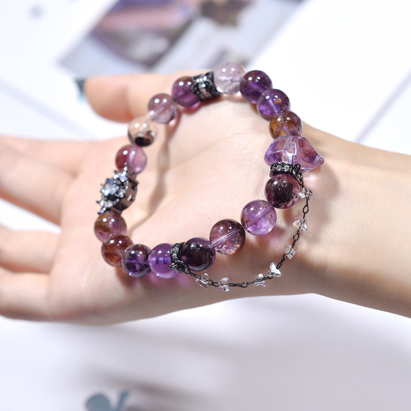 Purple Ghost Bracelet Natural Amethyst Contour Bracelet