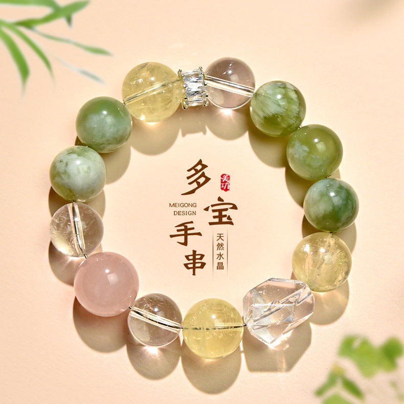 Natural pink purple and citrine crystal Duobao candy bracelet, fresh and sweet macaron girl bracelet.