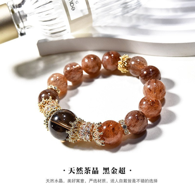 Black gold super seven bracelet get rich new design natural white crystal bracelet