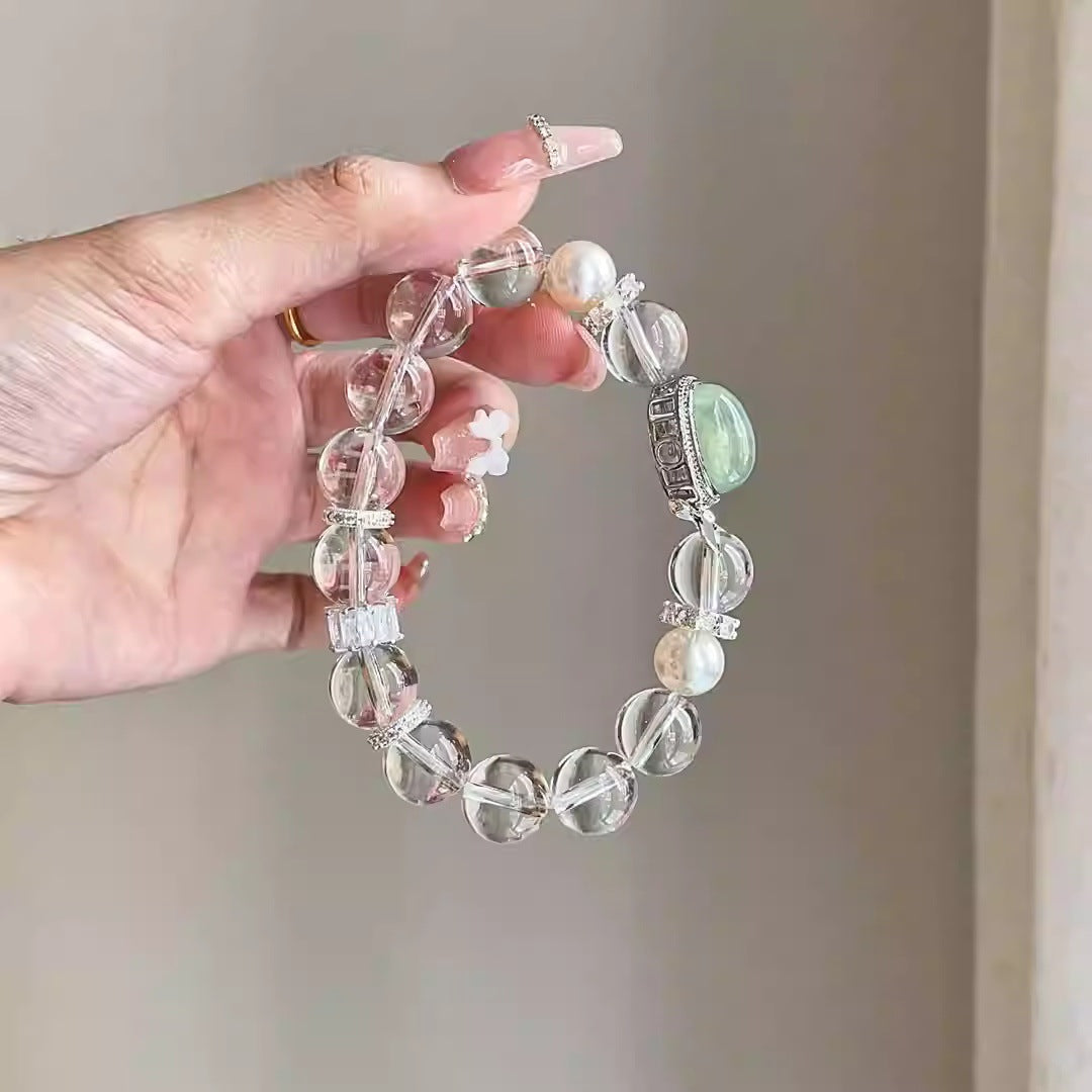 Natural chalcedony magic box citrine powder crystal green Asai bracelet stabilizes mood and confidence helps sleep lucky bracelet