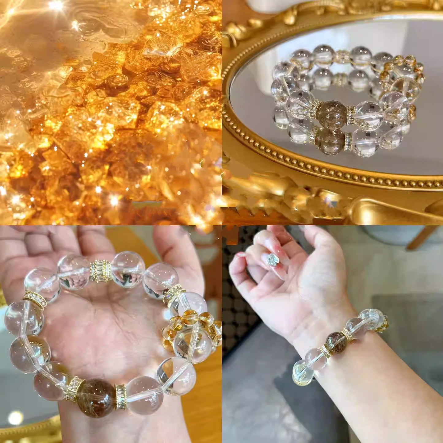 2025 Natural 8A Collection White Crystal Gold Hair Crystal Bracelet Gift Original Design Bracelet