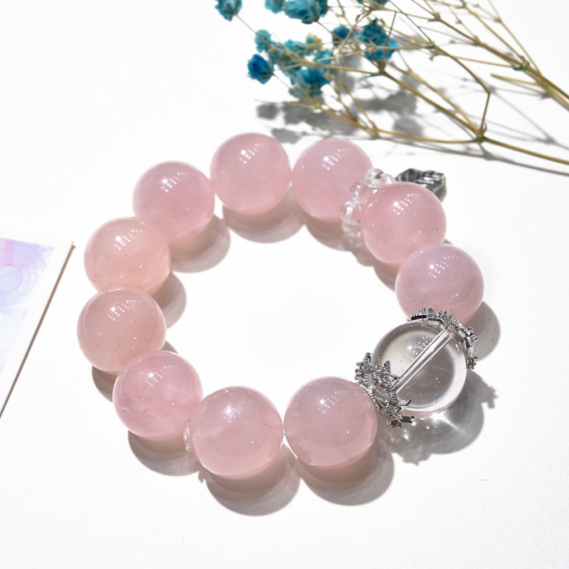 Natural powder crystal bracelet, simple white crystal single ring bracelet.