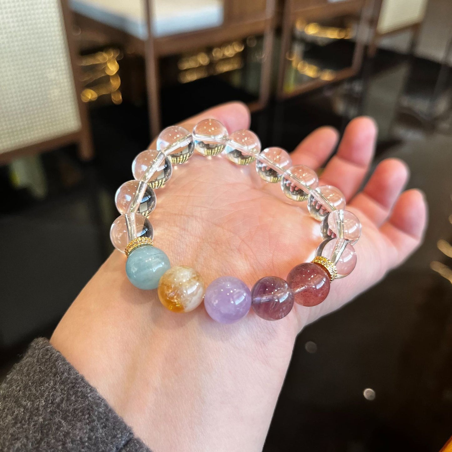 Natural White Crystal Bracelet Color Duobao Beads Wholesale Explosive Aquamarine Crystal Bracelet